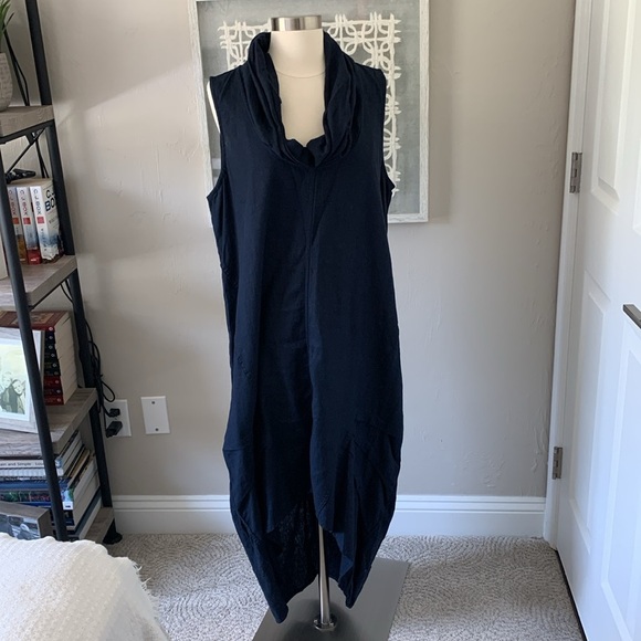 Sleeveless Navy Linen Blend Maxi dress size XL - Picture 6 of 7